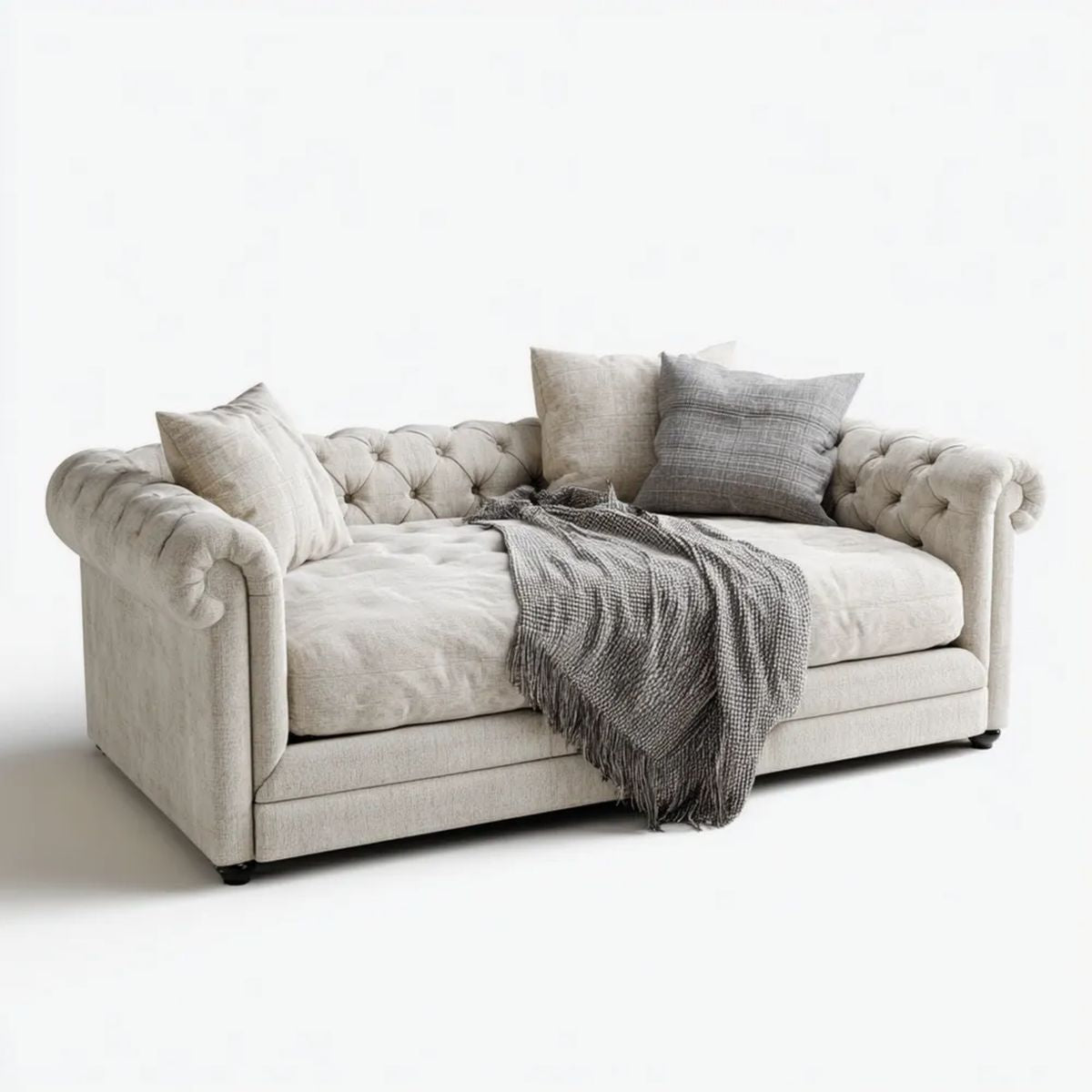 Sofa, Chesterfield 2 Sofa z sofą w Beżowym Beżu, 178 x 92 x 76 cm