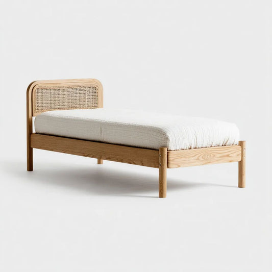 Łóżko pojedyncze, Wyposażone w drewno iglaste o wymiarach 90 x 190 cm z deską rozdzielczą w puszce