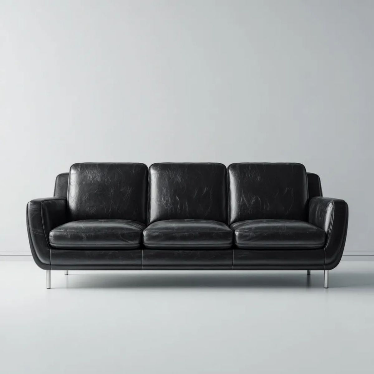 Sofa, 3-osobowa fotel sofa czarny w PU syntetyczne skóry polipropylenowej, 210 x 88 x 84 cm