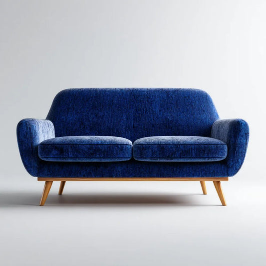 Sofa, 2 niebieska sofa w betonowej z drewnianymi nóżkami, 150 x 78 x 82 cm