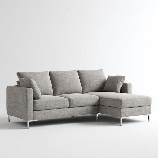 Sofa, 3-osobowa w prosty narożnik sofa w poliestrze i metal, 250 x 160 x 85 cm