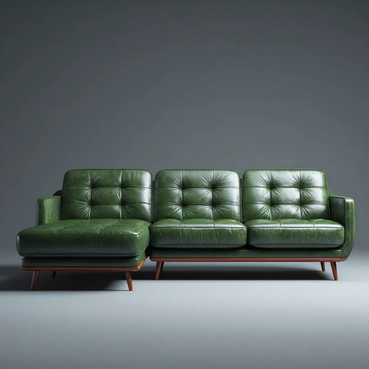 Sofa, 3-osobowa sofa w ciemnozielony support syntetic skór, 250 x 90 x 85 cm