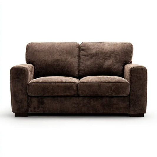 Sofa, 2 ciemnobrązowa sofa w poliestrze żebrowana Berevelvet, 160 x 90 x 85 cm