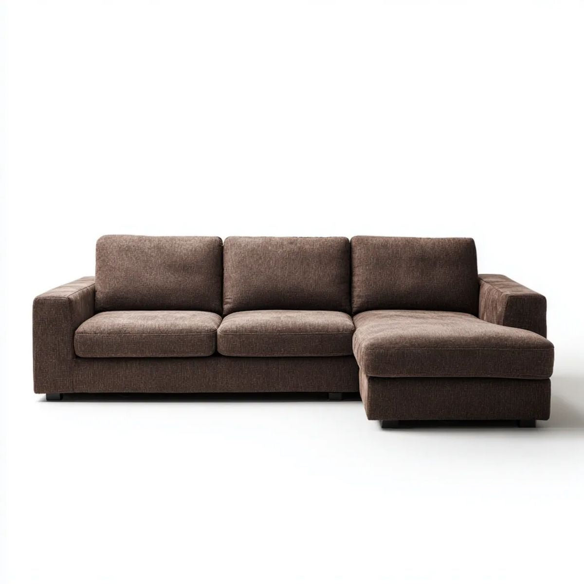 Sofa, 3-osobowa sofa z szezlongiem brązowy poliester 270 x 160 x 85 cm